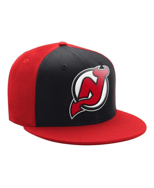 Men's Black, Red New Jersey Devils Logo Two-Tone Snapback Hat