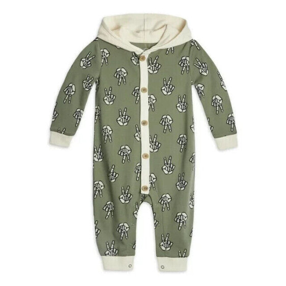 Wonder Nation Unisex Halloween Romper 6/9 Months Olive Green Character Hood