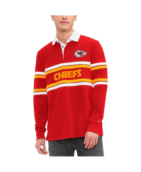 Men's Red Kansas City Chiefs Cory Varsity Rugby Long Sleeve T-shirt