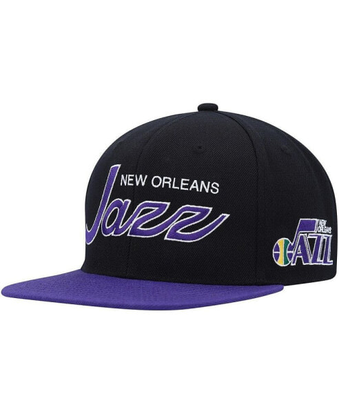 Men's Black Utah Jazz Hardwood Classics MVP Team Script 2.0 Snapback Hat