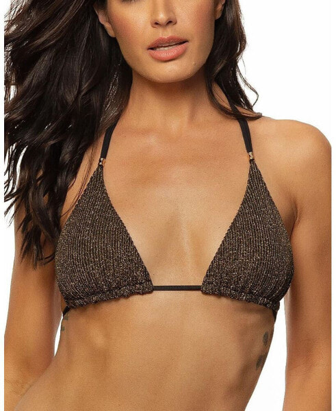 Women's Crinkle Lurex Reversible Triangle Bikini Top