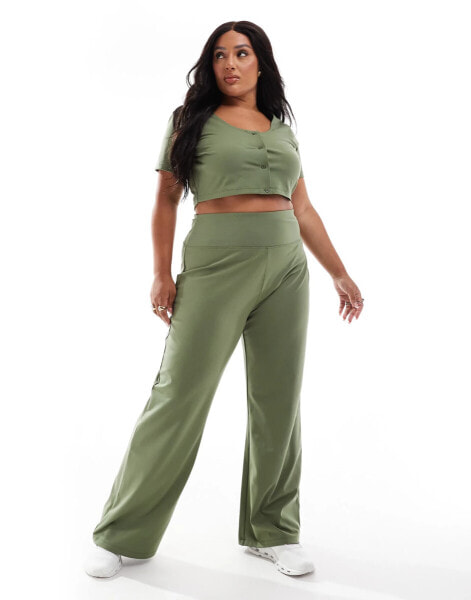 ASOS 4505 Curve Icon soft touch wide leg dance pant in khaki