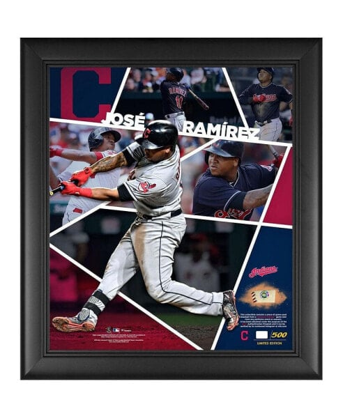 Jose Ramirez Cleveland Guardians Framed 15" x 17" Impact Player Collage with a Piece of Game-Used Baseball - Limited Edition of 500