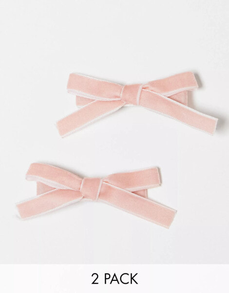 Pieces 2 pack velvet bow hair clips in pink