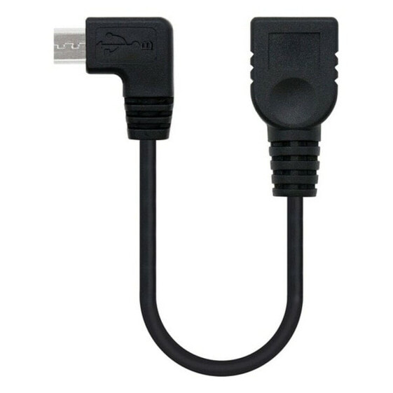 Кабель USB 2.0 A — USB B NANOCABLE CABLE USB 2.0 OTG ACODADO, TIPO MICRO B/M-A/H, NEGRO, 15 CM 15 cm Чёрный "Папа"/"Мама"