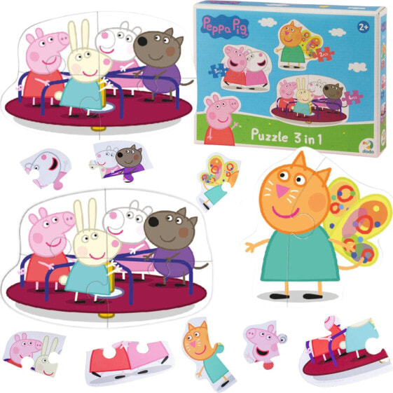 Dodo PUZZLE 3w1 "ŚWINKA PEPPA" PEPPA PIG 3 UKŁADANKI W JEDNYM OPAKOWANIU