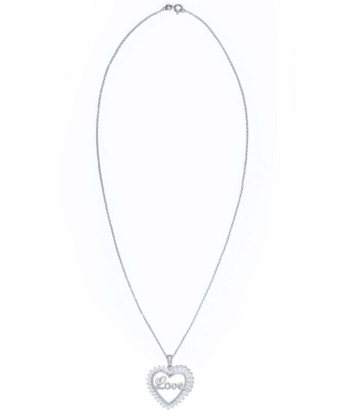 Macy's cubic Zirconia 'Love' Heart Pendant Necklace in Fine Silver Plate