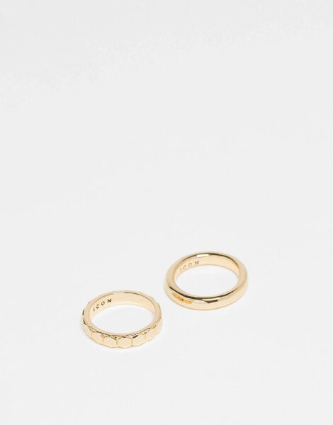 Icon Brand hex band ring set in gold