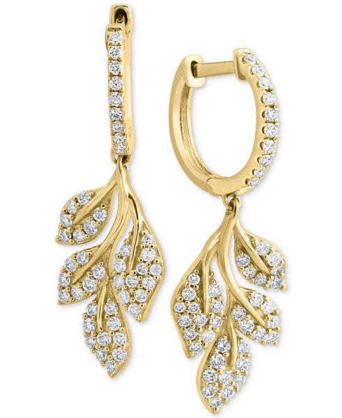 EFFY® Diamond Leaf Dangle Hoop Earrings (5/8 ct. t.w.) in 14k Gold