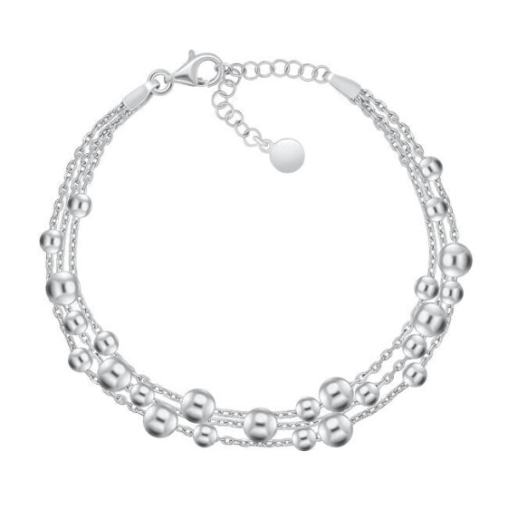Triple silver bracelet with beads BRC117W