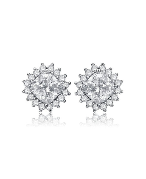Classy 10MM Halo Square Stud Earrings