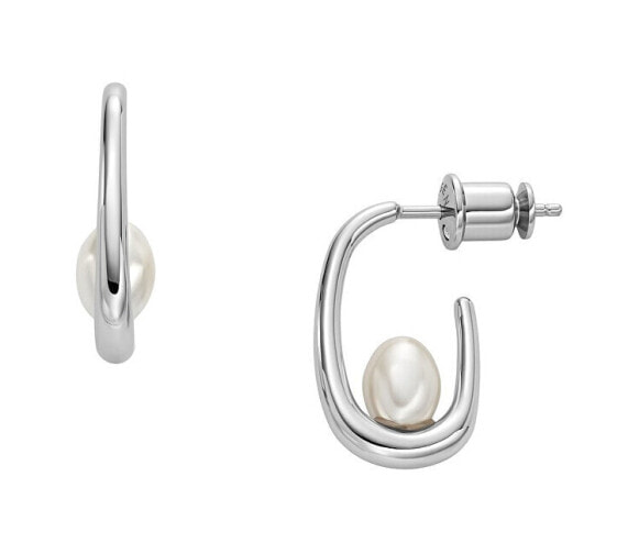 Ring earrings with artificial pearl Agnethe SKJ1797040