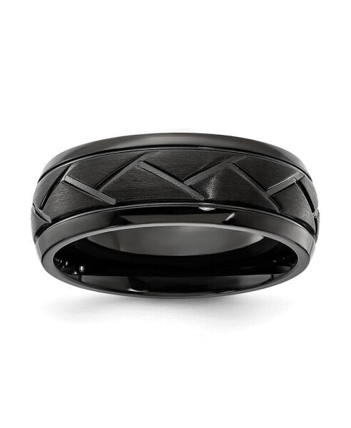 Stainless Steel Black IP-plated Brushed Center 8.00mm Band Ring