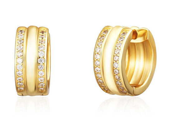 Gold-plated hoop earrings with zircons SVLE1712XH2GO00