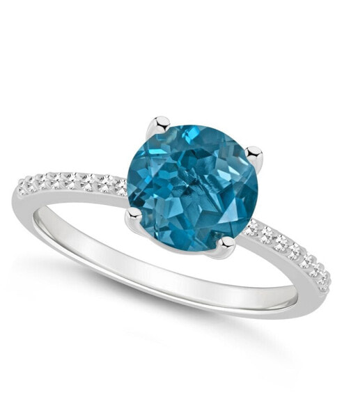 London Blue Topaz (2-2/5 ct. t.w.) and Diamond (1/10 ct. t.w.) Ring in Sterling Silver