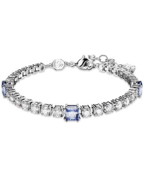 Rhodium-Plated Mixed Crystal Tennis Bracelet