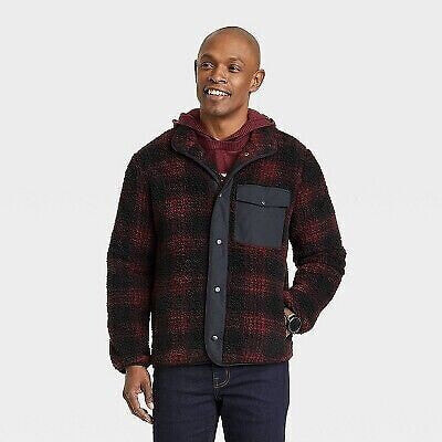 Men's High Pile Fleece Faux Fur Jacket - Goodfellow & Co Red XL