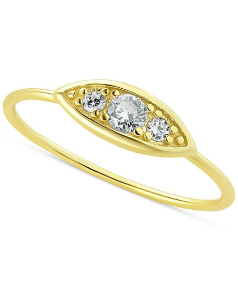 Cubic Zirconia Three Stone Eye Ring in 18k Gold-Plated Sterling Silver, Created for Macy's