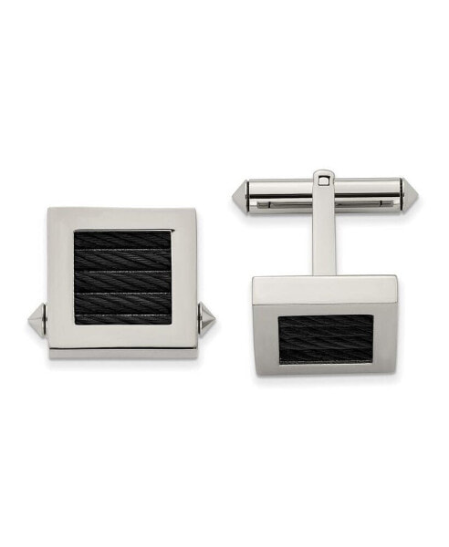 Titanium Polished Black IP-plated Wire Cufflinks