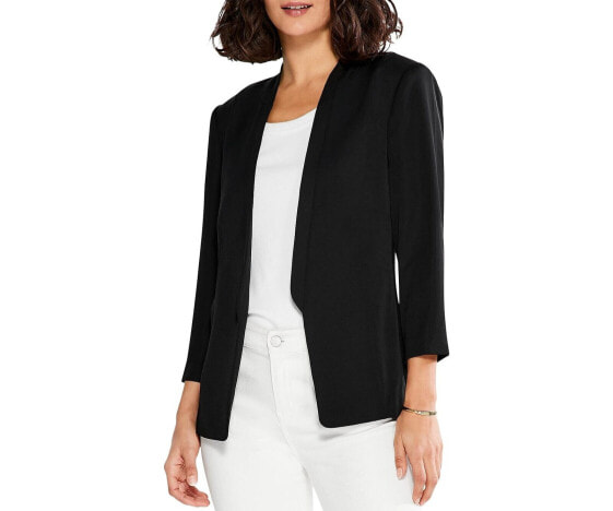 Nic+Zoe Womens Smart Look Open Front Blazer Black Size 12