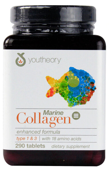 Youtheory Marine Collagen Морской коллаген I и III типа 2500 мг с 18 аминокислотами 290 таблеток