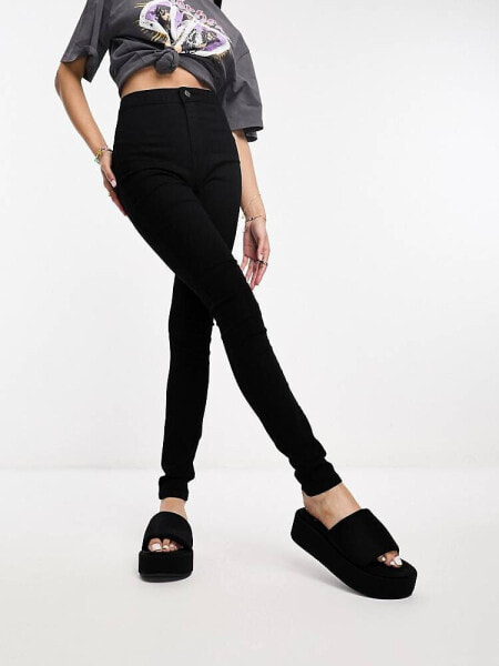 Noisy May Ella super high waisted skinny jeans in black
