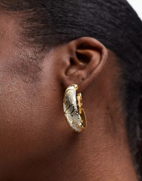 Accessorize hammered chunky hoop earrings in gold