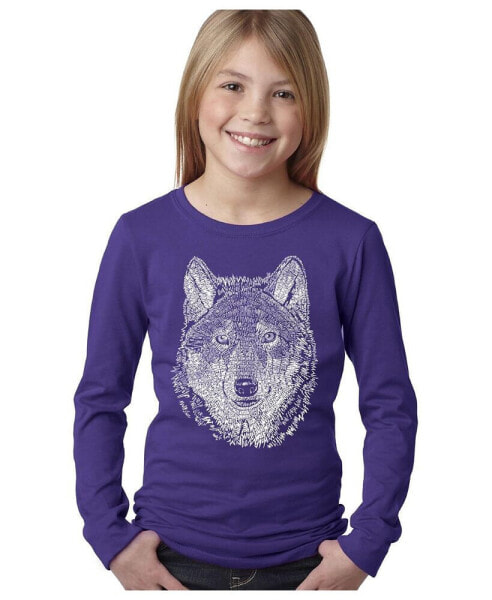 Girls Word Art Long Sleeve - Wolf