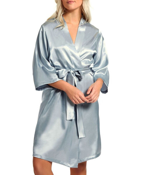 Women's Marina Lux 3/4 Sleeve Satin Lingerie Robe