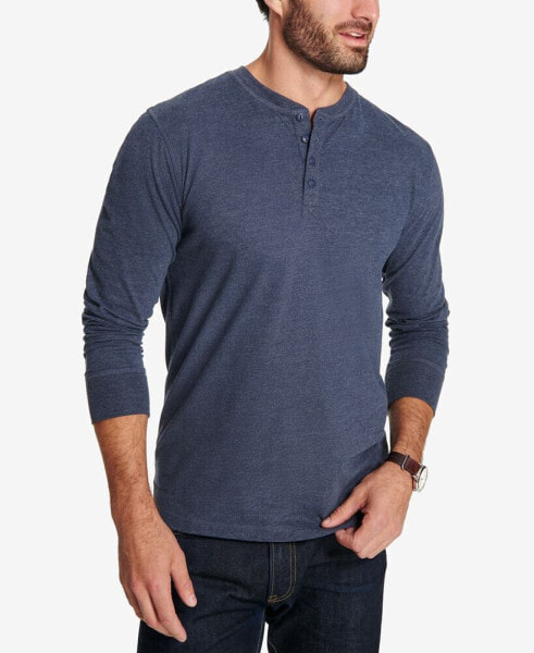 Men's Long Sleeve Brushed Jersey Henley T-shirt