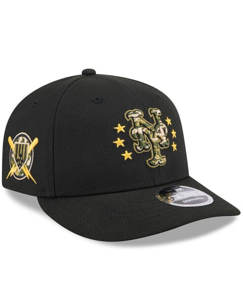 Головной убор бейсболка New Era мужская черная New York Mets 2024 Armed Forces Day Low Profile 9FIFTY Snapback Hat