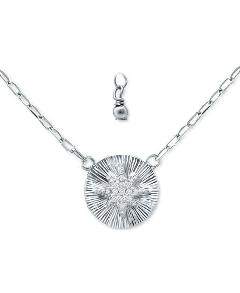 Cubic Zirconia Starburst Disc Pendant Necklace, 16" + 2" extender, Created for Macy's