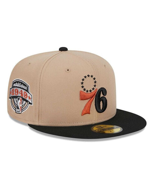 Men's Tan, Black Burnt Orange Logo 2-Tone 59FIFTY Fitted Hat