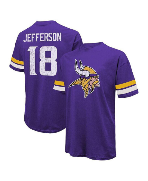 Men's Threads Justin Jefferson Purple Distressed Minnesota Vikings Name and Number Oversize Fit T-shirt