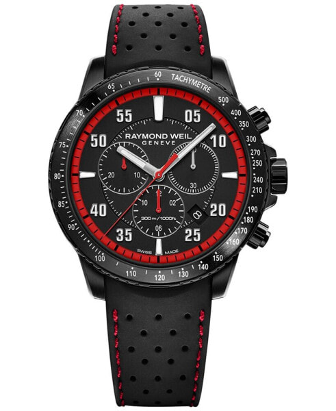 Men's Swiss Chronograph Tango Black Rubber Strap Watch 43mm