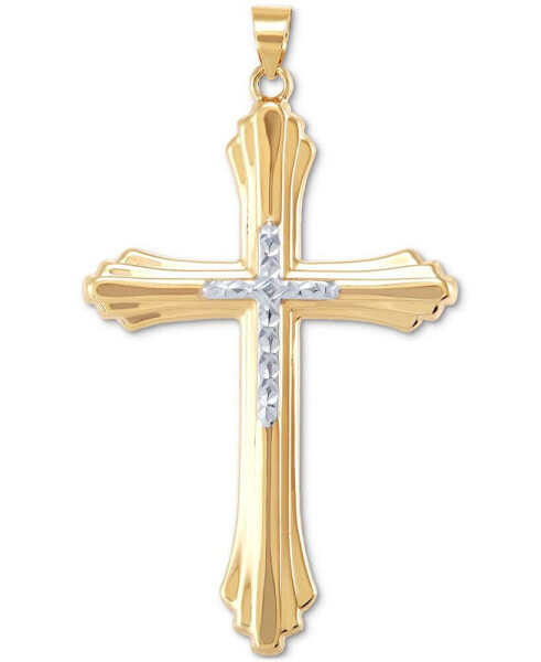 Large Two-Tone Cross Pendant in 10k Gold