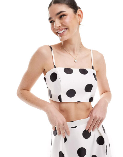 ASOS DESIGN formal crop cami top co-ord in spot print