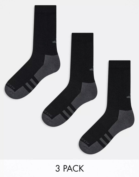 adidas Running 3 pack crew socks in black