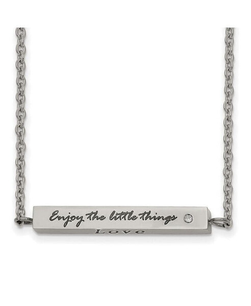 and Enameled CZ ENJOY THE LITTLE THINGS Bar Cable Chain Necklace