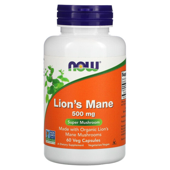 Биологически активная добавка NOW Lion's Mane, 500 мг, 60 капсул