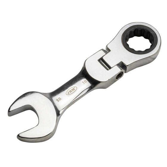 JBM 18 mm stubby articulated combination spanner with ratchet joint