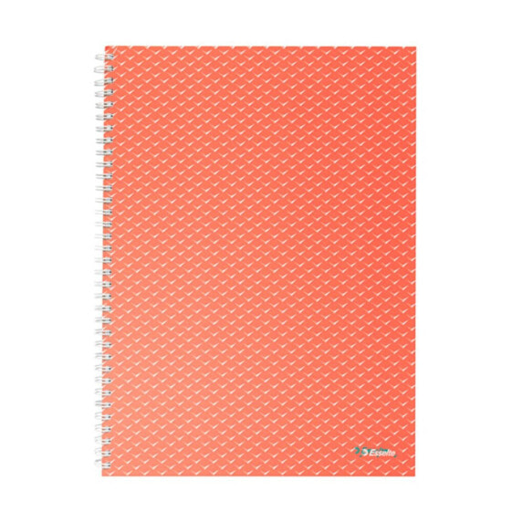 ESSELTE Wiro Cardboard Covers Color Breeze A4 Coral Striped Pattern Notebook
