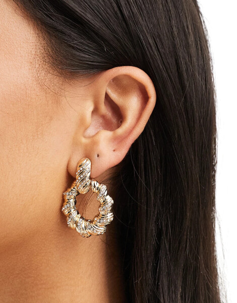 Accessorize crystal door knocker earrings in gold