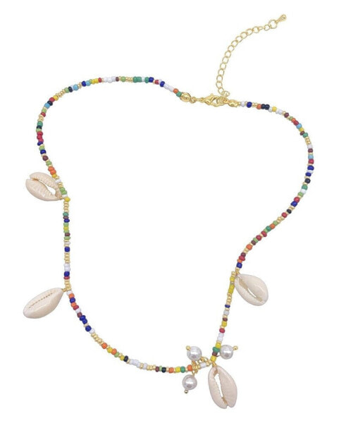 Imitation Pearl and Shell Mix Color Necklace