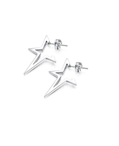 Stainless Steel Open Star Stud Earrings