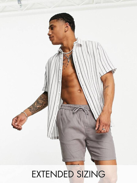 ASOS DESIGN relaxed textured stripe shirt in white