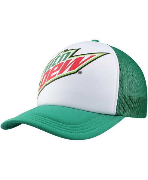 Men's White, Green Mountain Dew Foam Trucker Adjustable Hat