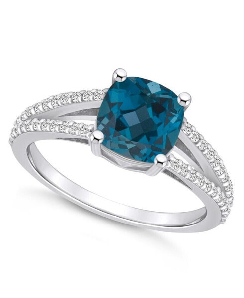 London Blue Topaz and Diamond Accent Ring in 14K White Gold