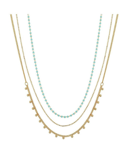 Unwritten 14K Gold Flash Plated 3-Pieces Layered Chain Necklace Set