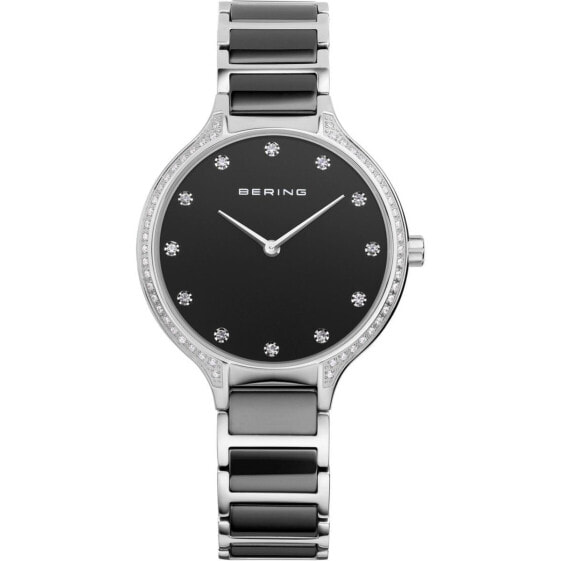 Bering Damen Armbanduhr Ceramic 34 mm Armband Edelstahlband mit Keramikelementen 30434-742